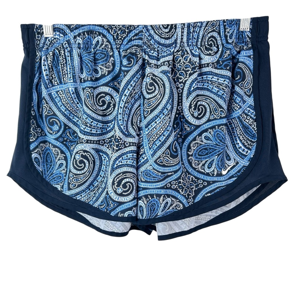 Nike Tempo Womens Paisley Running Shorts Size XL Blue & Black
